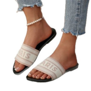 Damen Stylish Slide-Sandalen mit modischem Schriftzug R&B