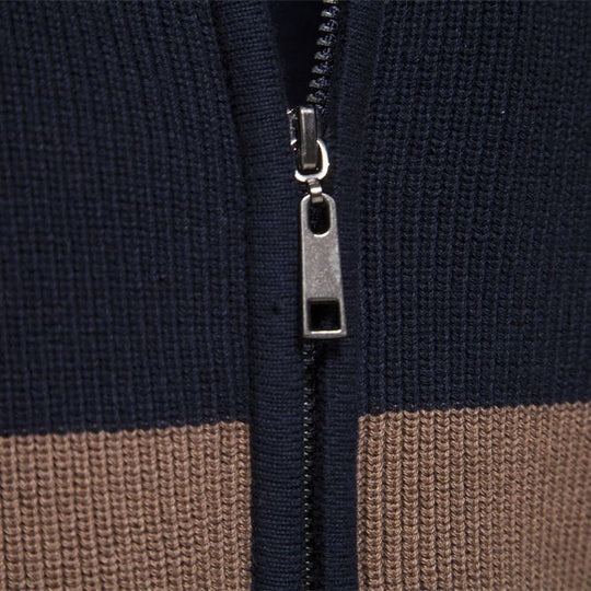 Herren Strickjacke mit modischem Farbblockdesign und hochwertigem Reißverschluss R&B