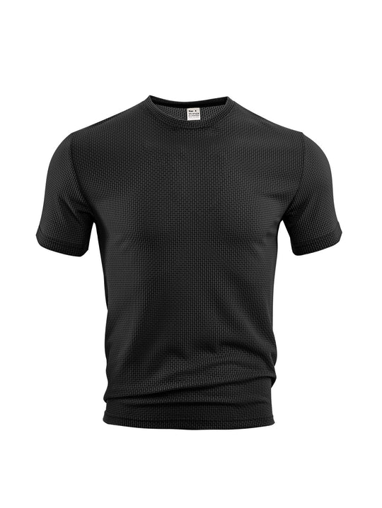 Herren nan Waffelstruktur-T-Shirt mit Rundhalsausschnitt und körpernaher Passform R&B