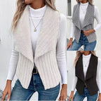 Damen Kuschelige Weste mit asymmetrischem Schnitt und hohem Kragen R&B