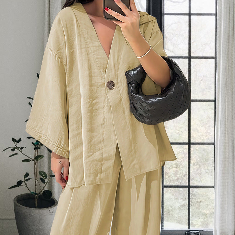 Damen Elegante Kimono-Jacke mit weiten Ärmeln und lockerer Passform R&B