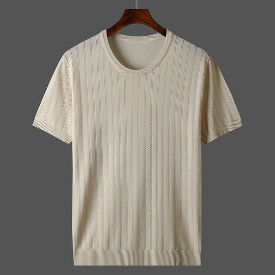 Damen Kurzarm Strickoberteil mit feinem Liniendesign und komfortablem Schnitt R&B
