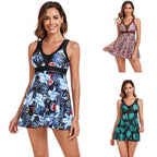 Damen Badekleid mit modischem Blätterdruck R&B
