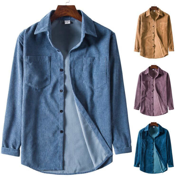 Herren Cordhemd mit Knopfdetails und zwei Brusttaschen