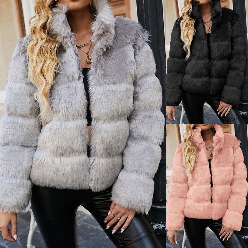 Damen Flauschige Kunstfelljacke mit modischem Schnitt und oversized Passform R&B