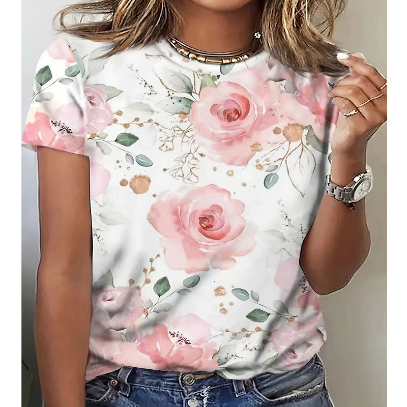 Damen T-Shirt mit floralem Design und modernem Schnitt R&B