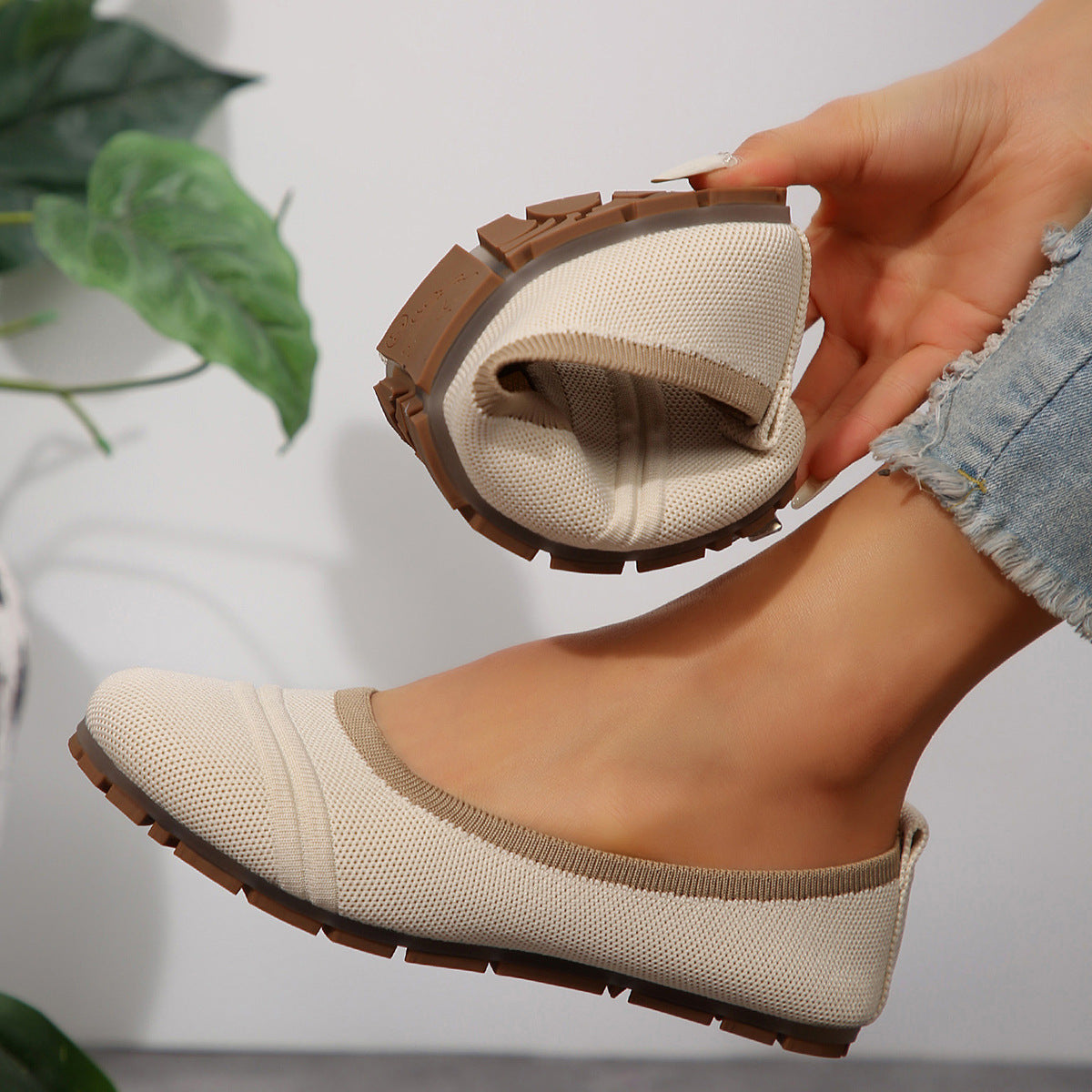 Damen Komfortable Ballerinas aus atmungsaktivem Textilmaterial R&B