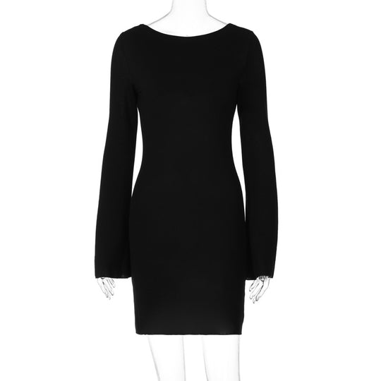 Damen langärmliges Mini-Kleid mit elegantem Schnitt R&B