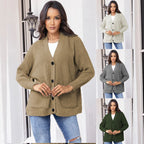 Damen Grober Strickcardigan mit praktischen Taschen und eleganten Knopfdetails R&B