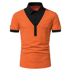 Herren Kurzarm Poloshirt mit V-Ausschnitt und kontrastierendem Kragen