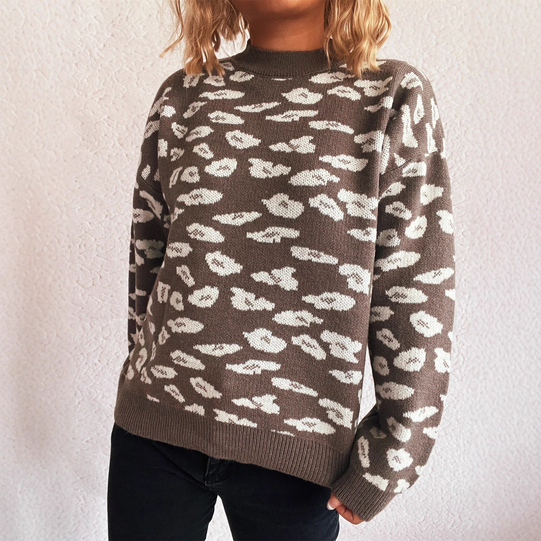 Damen Grobstrickpullover mit modernem Muster und lässigem Schnitt R&B