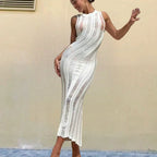 Damen Enges Strickkleid mit transparenten Details R&B