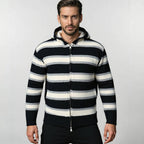 Herren gestreifte Kapuzenjacke aus weichem Material R&B