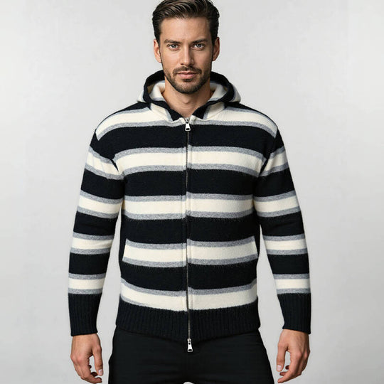 Herren gestreifte Kapuzenjacke aus weichem Material R&B