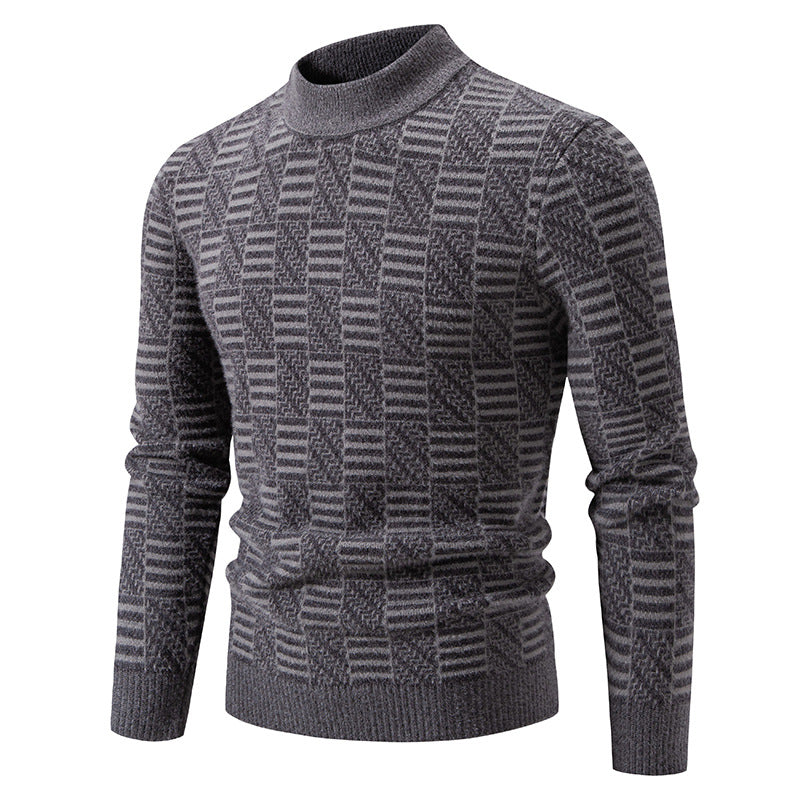 Herren Strickpullover mit strukturiertem Design und hohem Kragen R&B