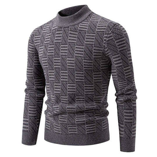 Herren Strickpullover mit strukturiertem Design und hohem Kragen R&B
