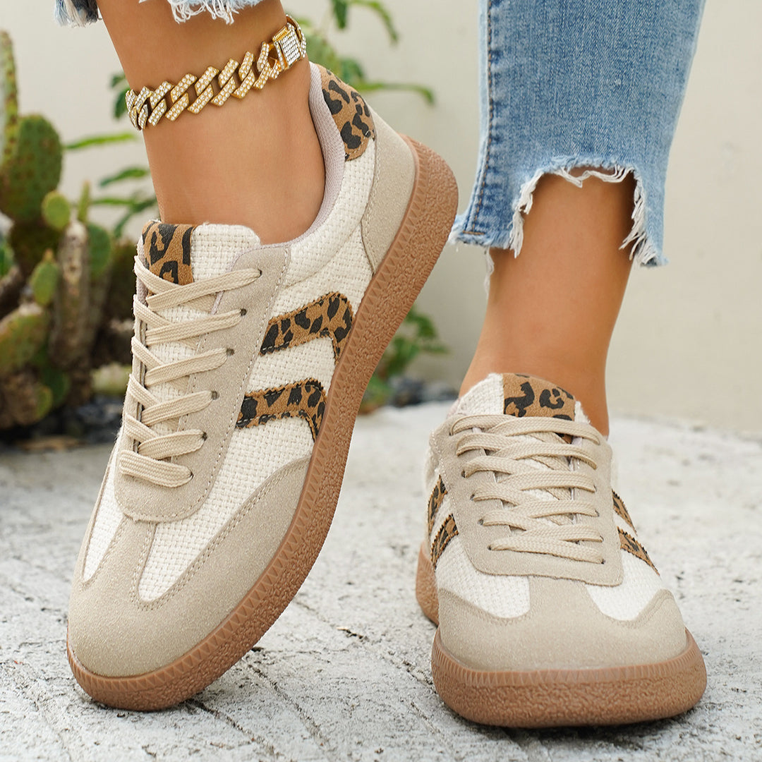 Damen Sportliche Sneakers mit Leoprint-Design und atmungsaktiver Oberflächenstruktur R&B