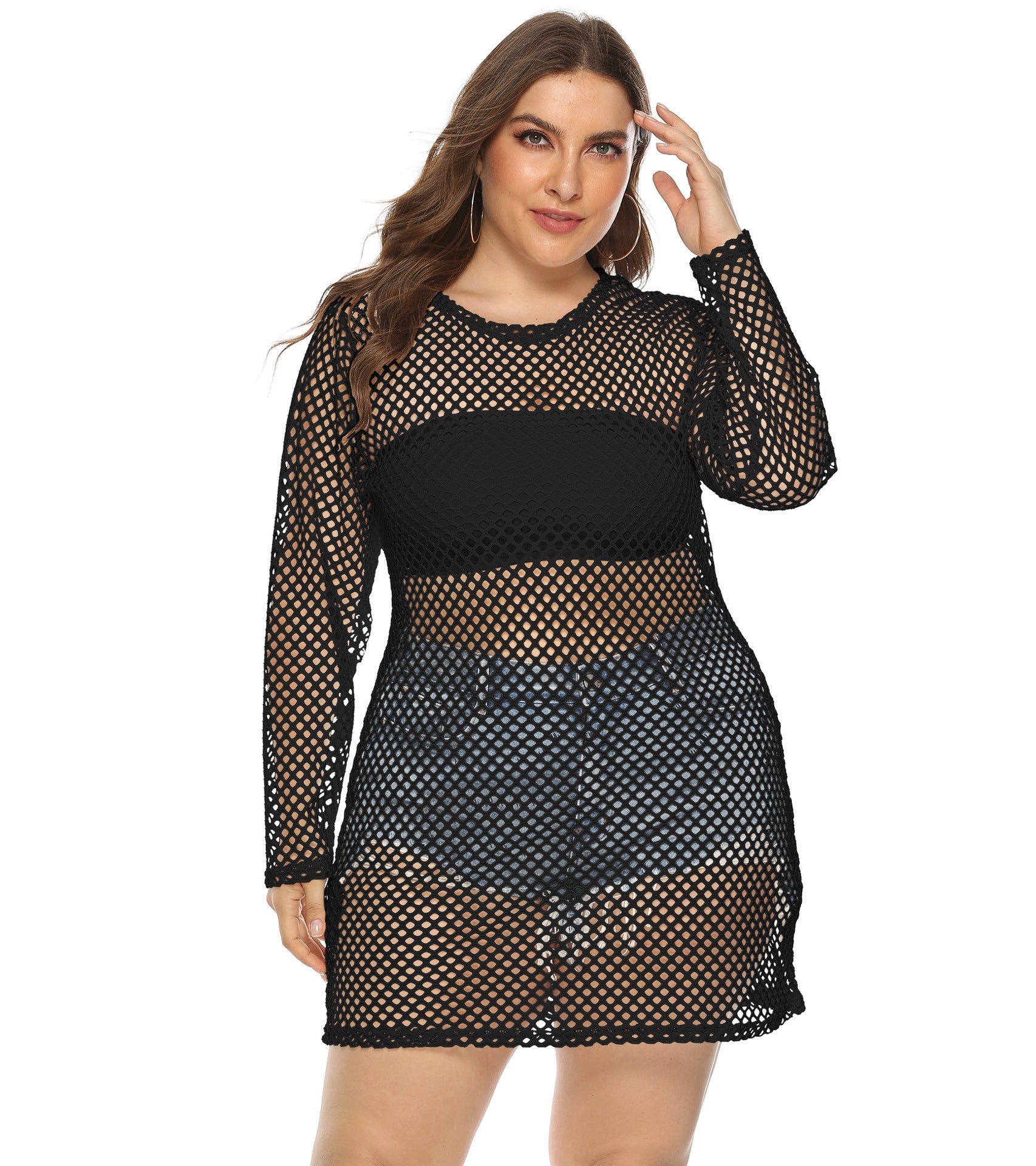 Damen Netz-Streifenkleid R&B