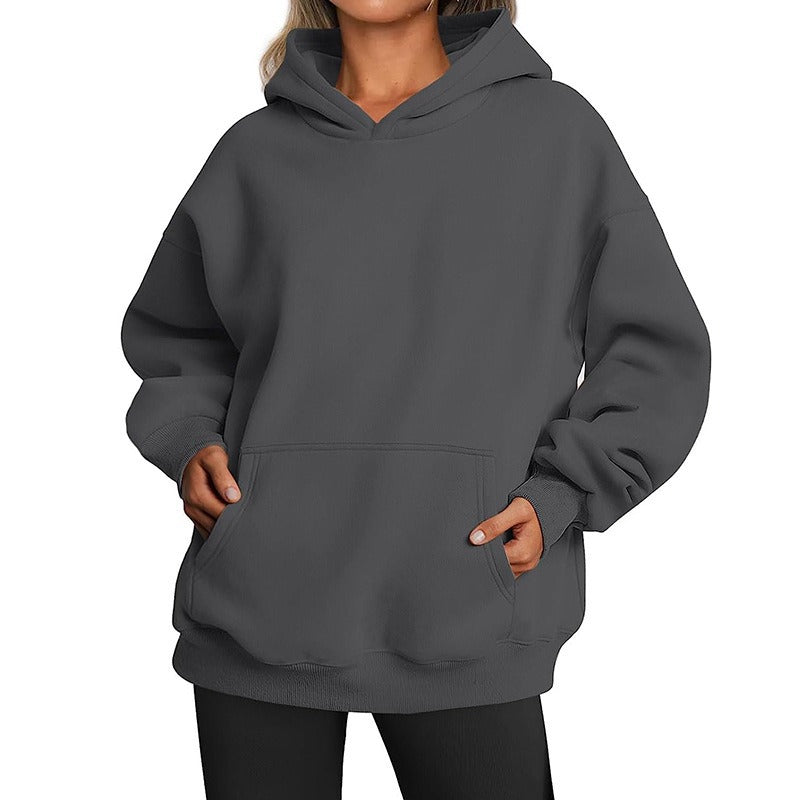 Damen lässiger Oversized Hoodie mit Kängurutasche R&B