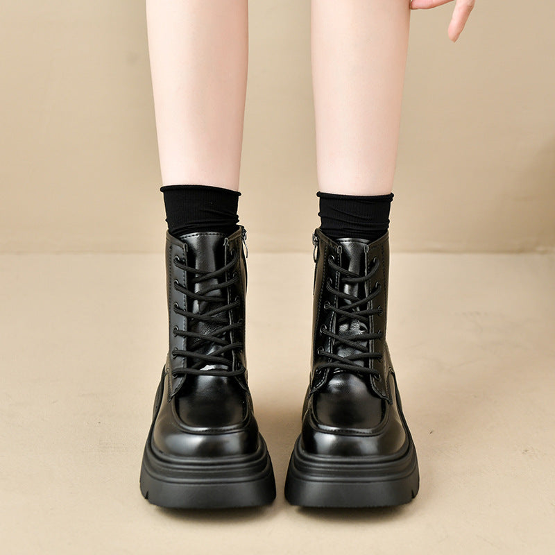 Damen Trendige Stiefeletten mit robustem Sohlenprofil und modischer Schnürung