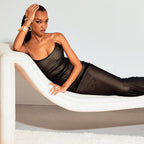 Damen figurbetontes Maxikleid mit elegantem Rüschendesign R&B