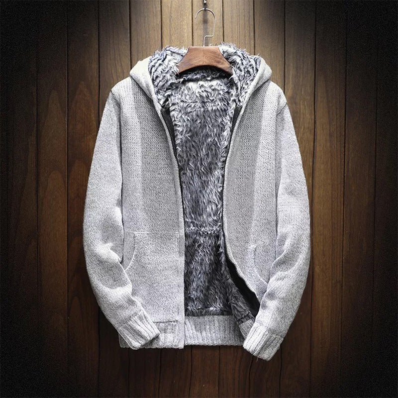 Herren kuschelige Kapuzenjacke mit weichem Innenfutter und seitlichen Eingrifftaschen R&B