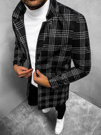 Damen eleganter Trenchcoat mit feinem Karo-Muster und tailliertem Schnitt