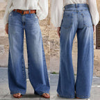Damen Weite Jeans mit hohem Bund und klassischem Design R&B