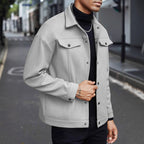 Herren nan Wolloptik-Overshirt Jacke im Shacket-Stil mit Brustklappen und Druckknopfleiste R&B