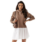 Damen Hoodie-Kleid mit modischem Rüschensaum R&B