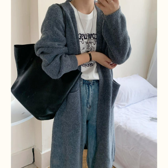 Damen Weicher Strickmantel mit großzügigen Taschen und weitem Schnitt R&B