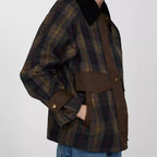 Damen Karierte Jacke mit weichem Cordkragen R&B