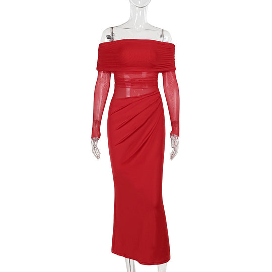 Damen Off-Shoulder Wickelkleid mit Rüschendetails R&B