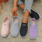 Damen lässige Slip-On Sneaker aus denimähnlichem Material R&B