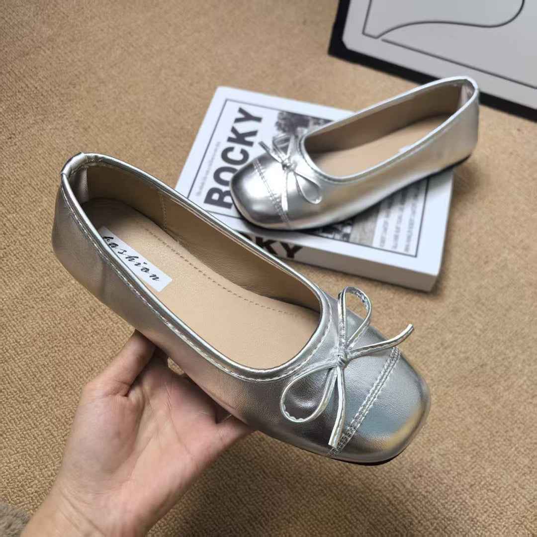 Damen Ballerinas mit elegantem Glanz und verspieltem Schleifendetail R&B