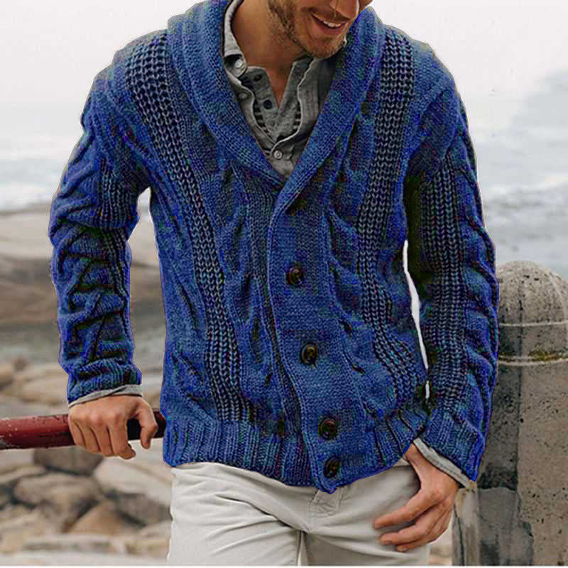 Herren Strickjacke mit aufgewickeltem Kragen und strukturiertem Design