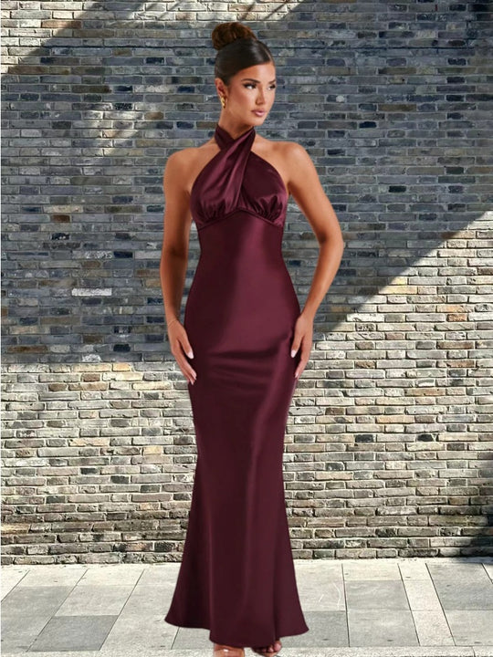 Damen Elegantes trägerloses Maxikleid mit modischem Wickeldesign und dezentem Schimmer R&B