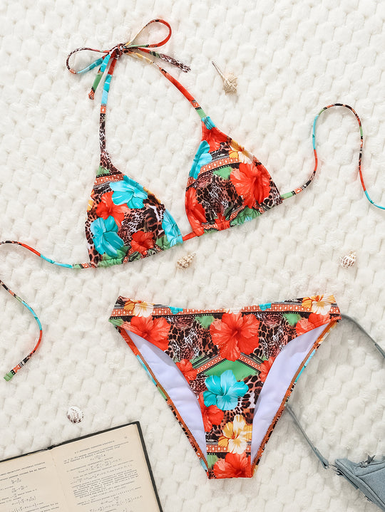 Damen Triangel-Bikini-Set mit verspieltem Polka-Dot-Muster und verstellbaren Trägern R&B