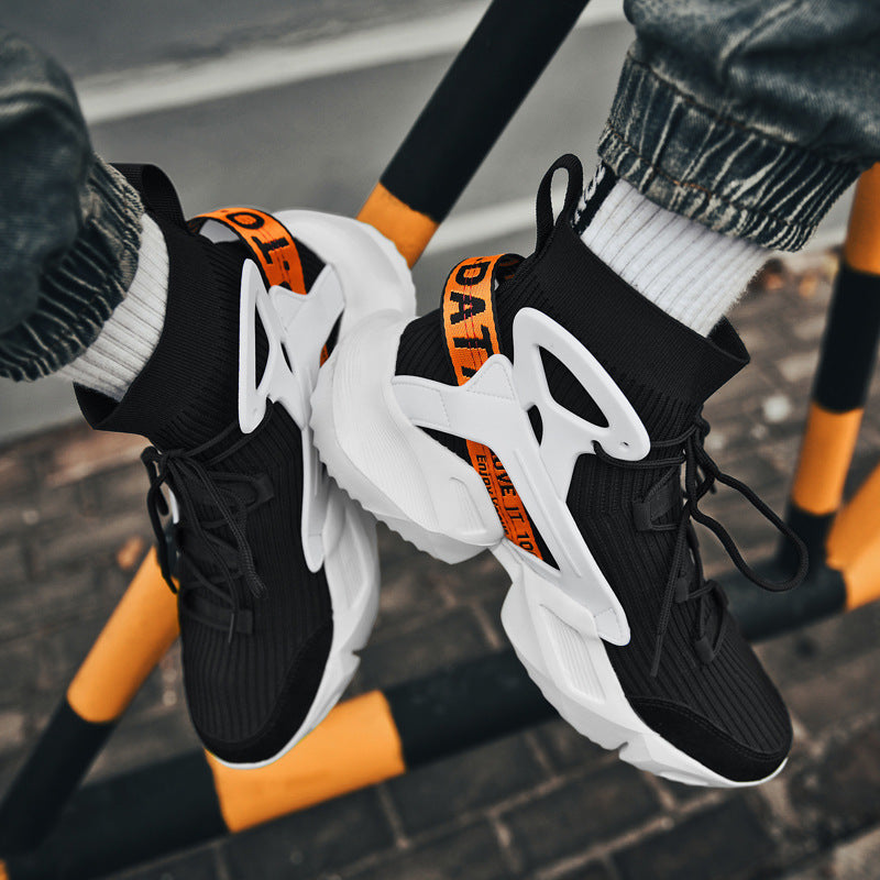 Damen Sportliche High-Top Sneakers mit elastischem Strick-Obermaterial und rutschfester Sohle