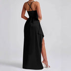 Damen Elegantes Maxikleid mit seitlichem Schlitz und raffinierten Spaghetti-Trägern R&B