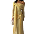 Damen Elegantes, schulterfreies Abendkleid mit raffinierten Drapierungen