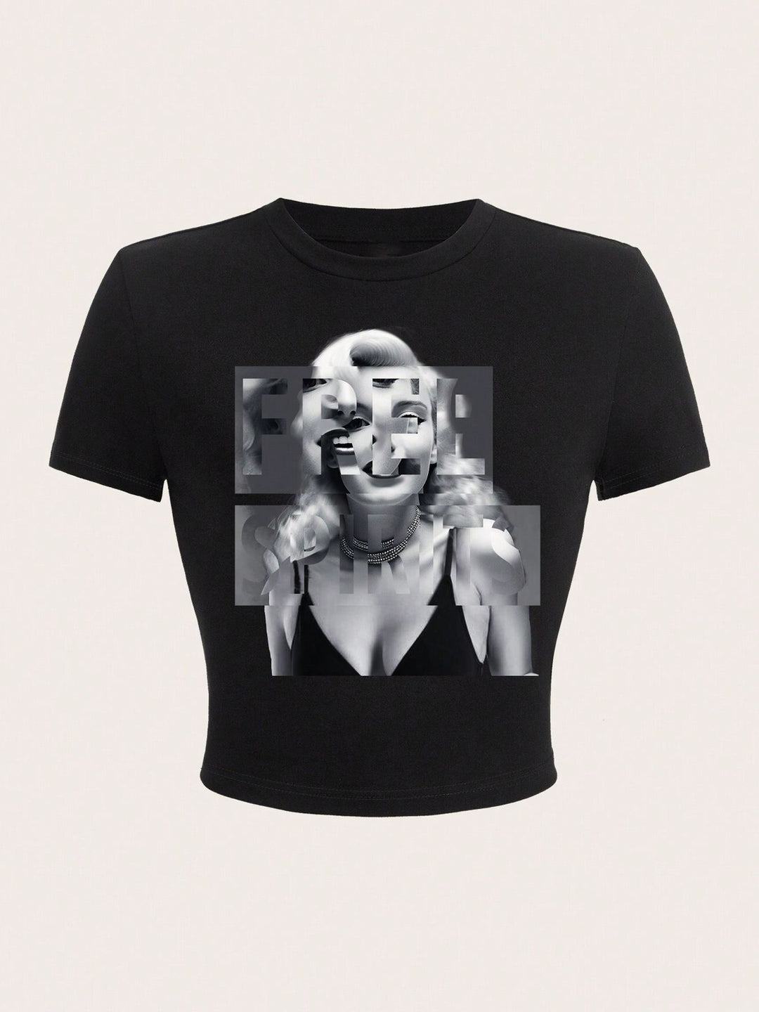 Damen Crop-T-Shirt mit inspirierendem Aufdruck und figurbetontem Schnitt R&B