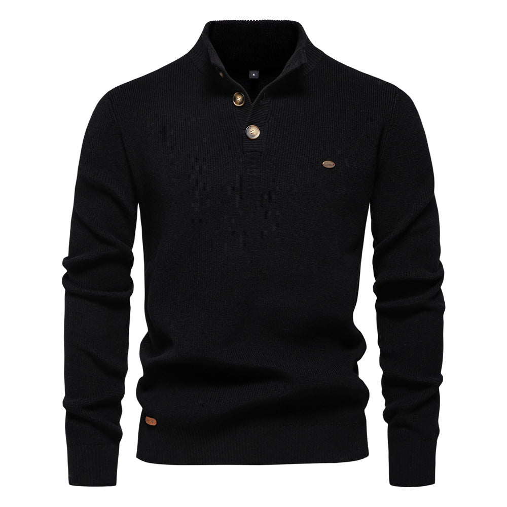 Herren Pullover mit Knopfleiste und strukturiertem Muster R&B