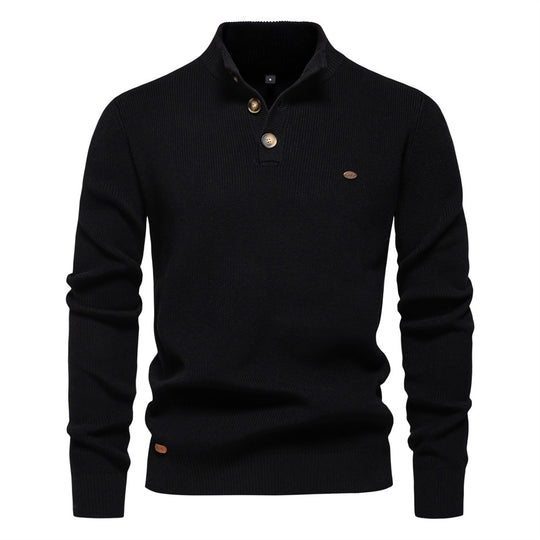 Herren Pullover mit Knopfleiste und strukturiertem Muster R&B