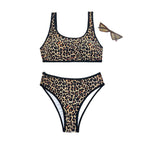 Damen Hochgeschnittener Bikini mit animalischem Design