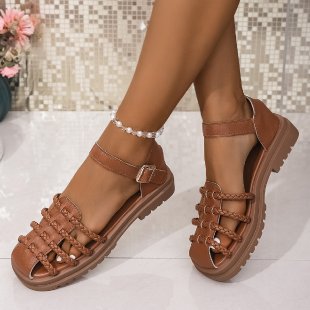 Damen Riemchen-Sandalen mit geflochtenem Design R&B