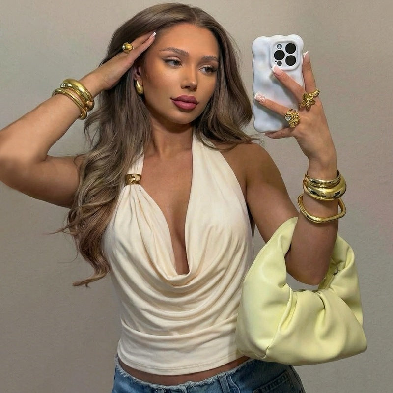 Damen Drapiertes Top mit elegantem Ausschnitt R&B