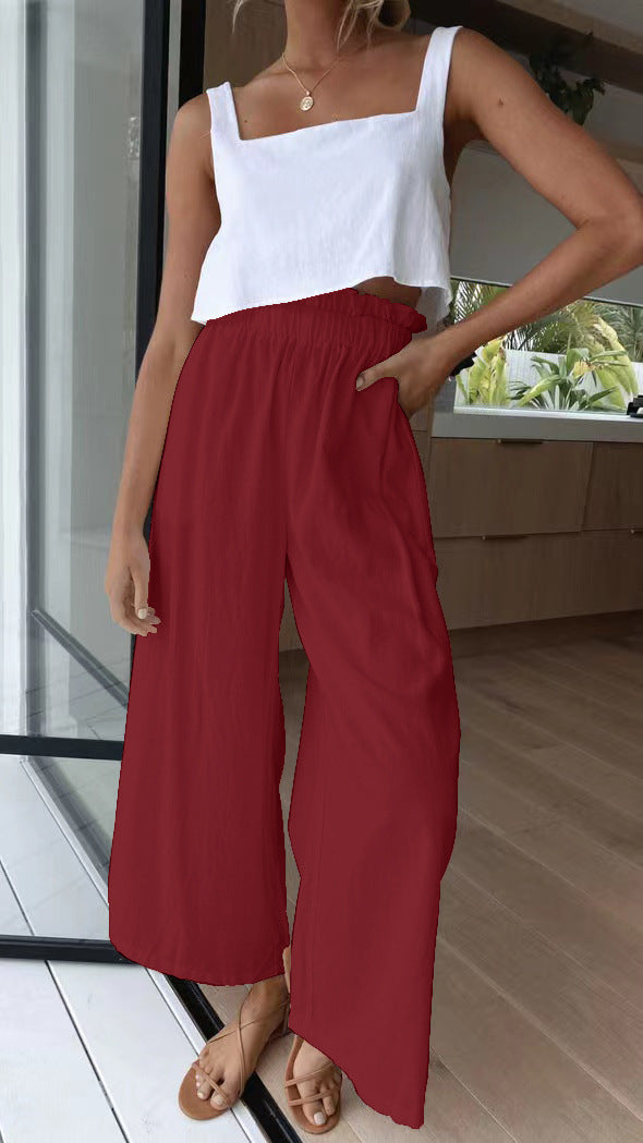 Damen Weite Palazzo-Hose mit elastischem Bund und fließendem Schnitt R&B