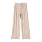 Damen weite Hosen mit vertikalem Streifendesign und elastischem Bund R&B