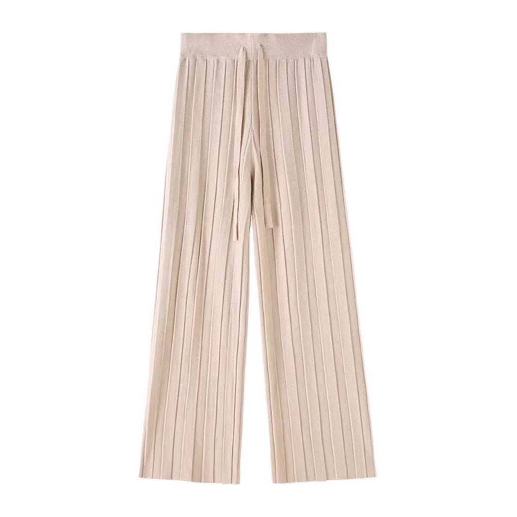 Damen weite Hosen mit vertikalem Streifendesign und elastischem Bund R&B